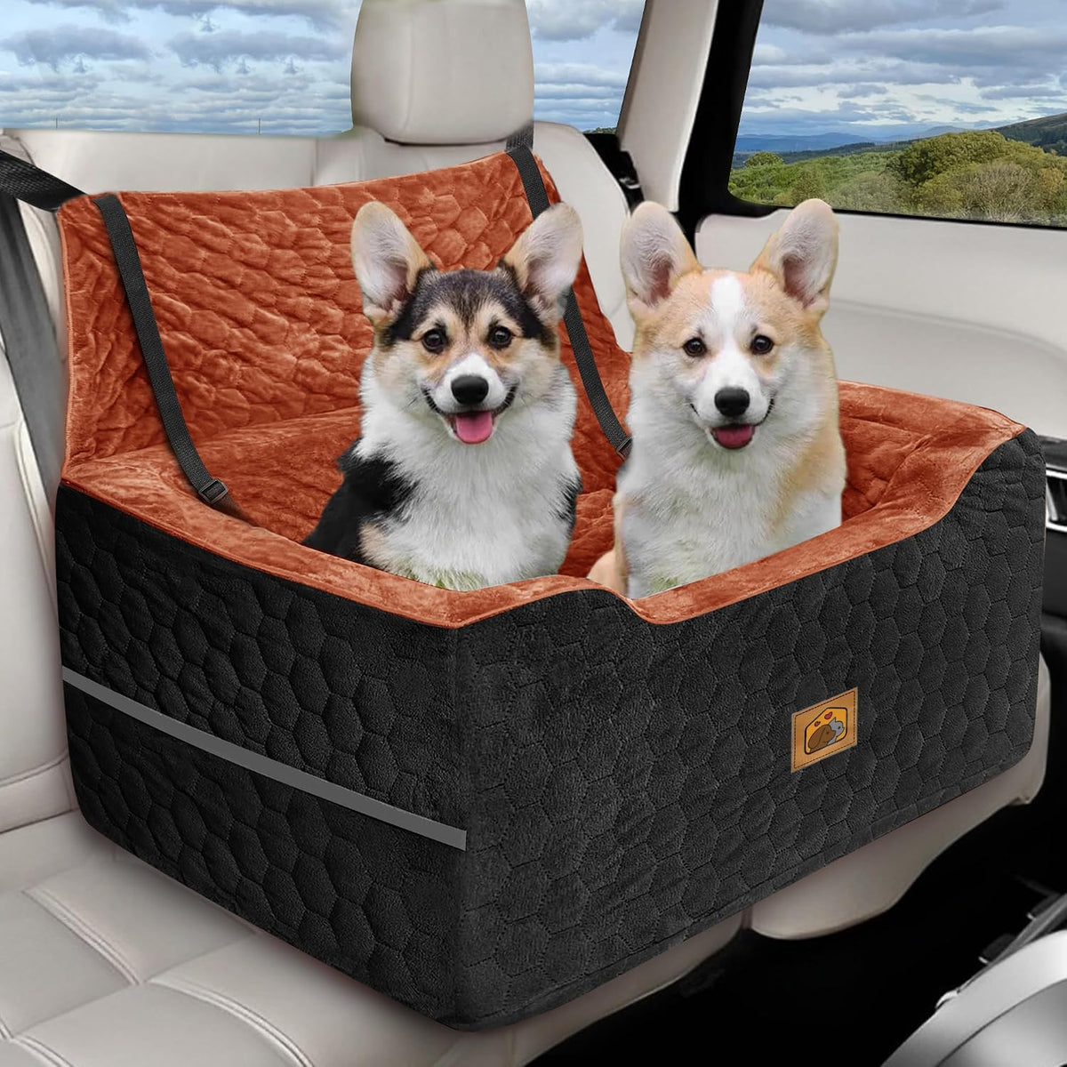 Dog Car Seat for Medium (Black/Red Brown / Large)