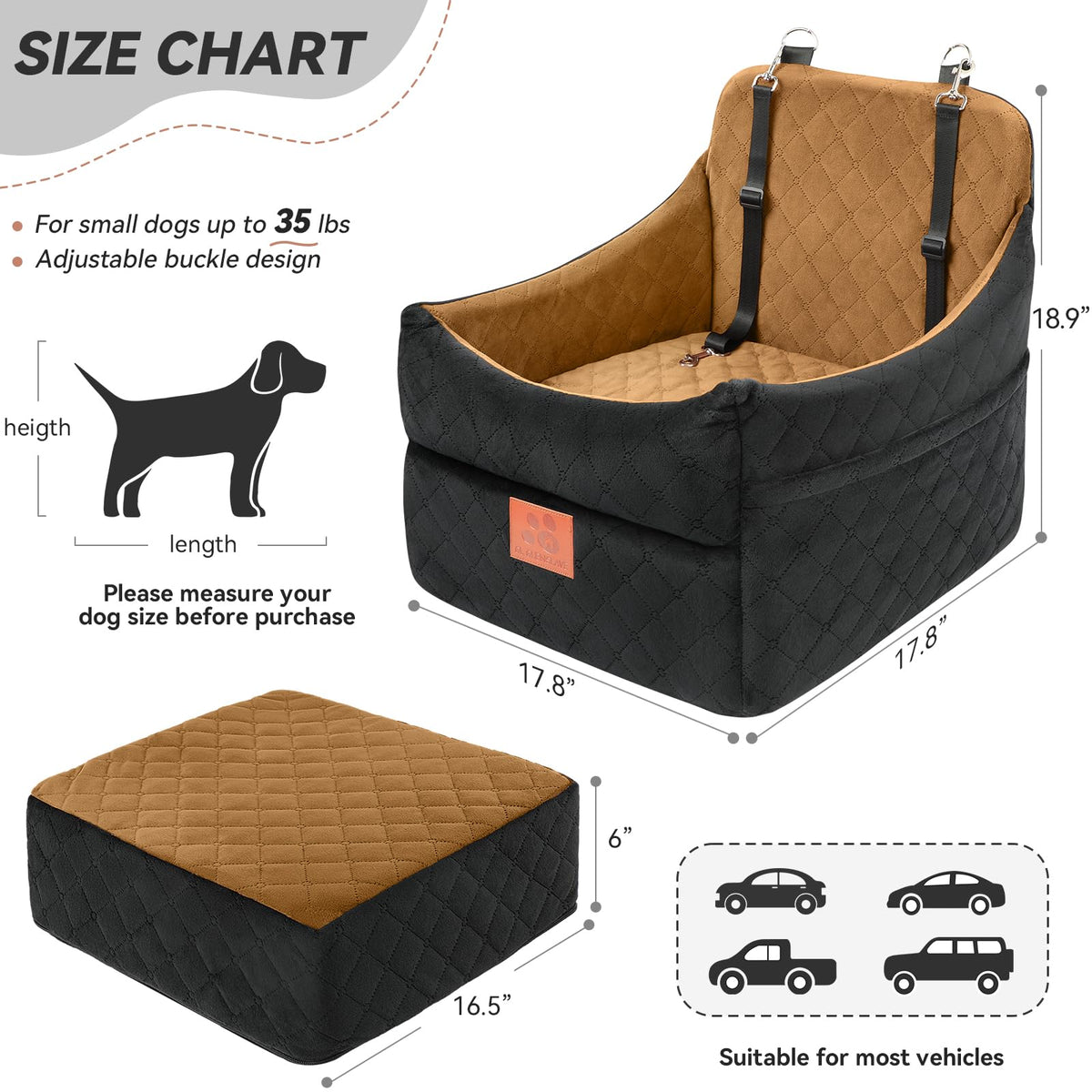 Dog Car Seat for Small (Black/Coffee)