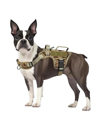Dog Harness Tactical No Pull for Small Sized Dog with Handle (Desert Camo / S(Neck:16-22",Chest:20-28"),18-35 lbs)