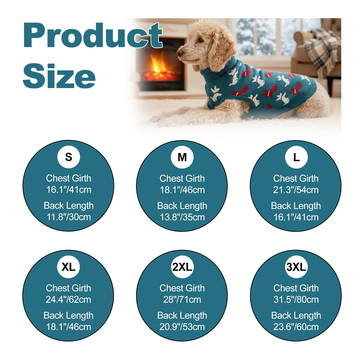 Cute Dog Sweater with Puppy Pattern Soft Dog Knitwear Thermal Puppy Doggie Clothes Breathable Pet Knitwear Cozzy Warm Pet Pullover Outfit for Small Medium Large Dogs 3XL (XXX-Large)