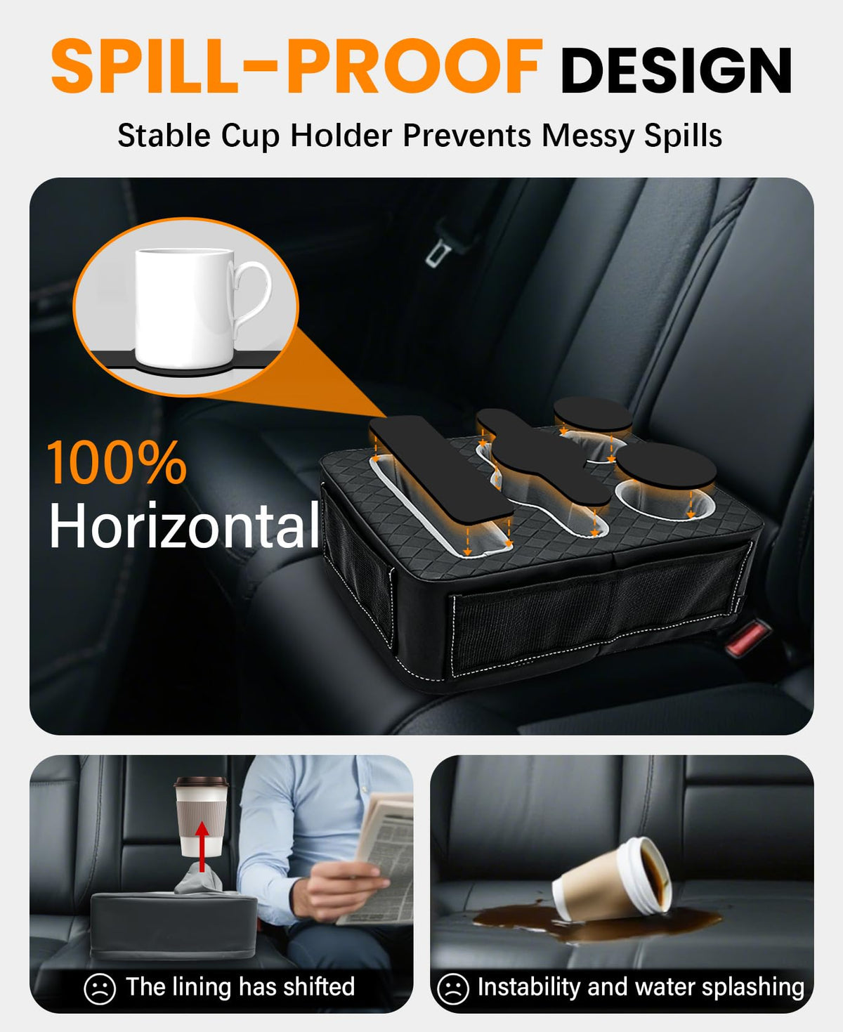 Car Cup Holder Back Seat Cup Holder for Car Truck Bed Organizer (15 X 10X 5.3Inch)
