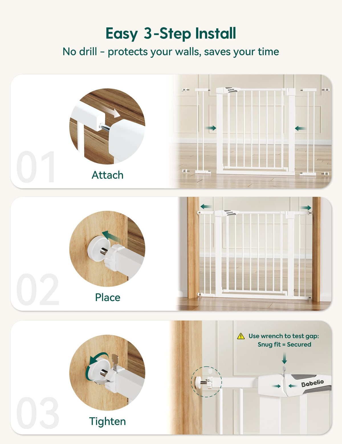29 55" Extra Wide Baby Gate (White / 36" Tall, 29-55" Wide)