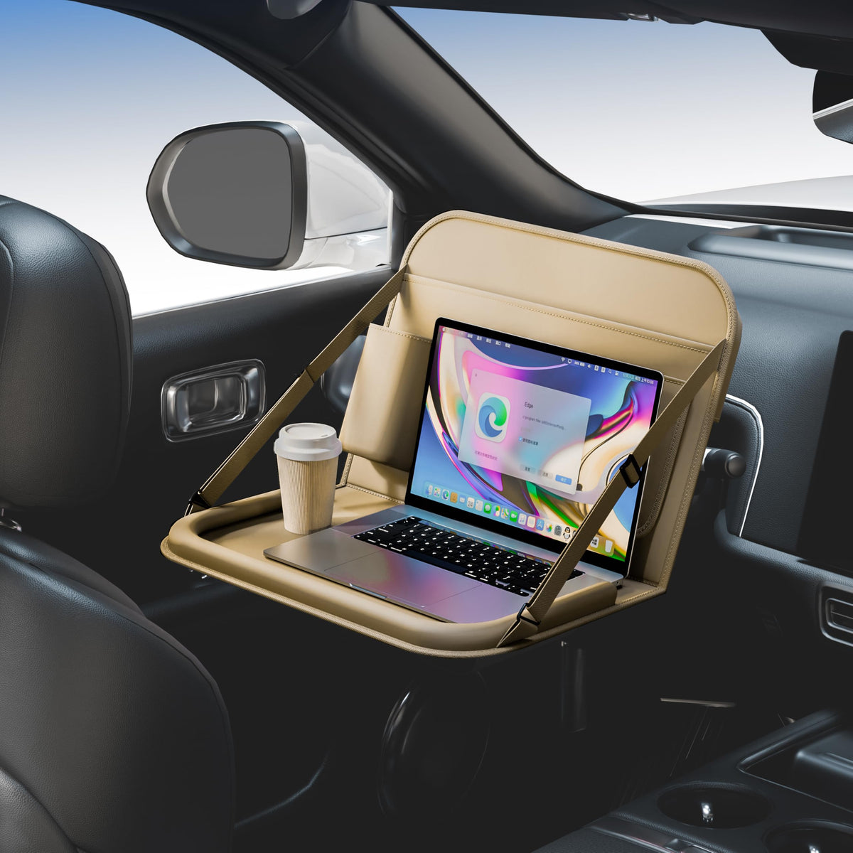 Backseat Car Organizer with Tray 1 Pack (Beige / 1PC)