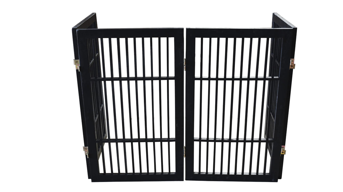 Pet Dog Gate Freestanding (4 Panel 30" Tall / Black Pet Gate)