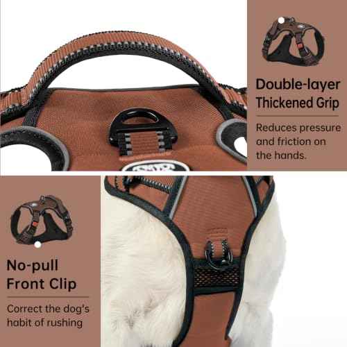 No Pull Dog Harness for Large Dogs (Brown / Large)