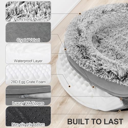 Fluffy Orthopedic Dog Beds for Jumbo & Giant Dogs (Grey / 53.0"Lx41"Wx7.9"H)