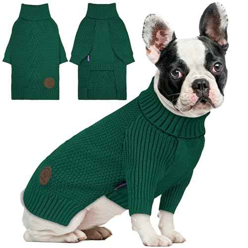 Dog Sweater Long Sleeve Warm Sweaters for Small Dogs Boy Girl Cats (Green / Medium)