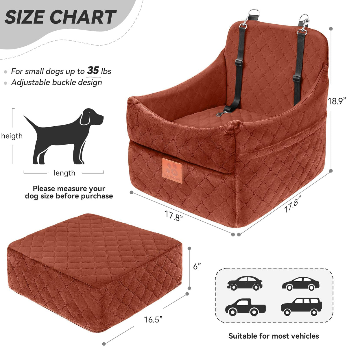 Dog Car Seat for Small (Brown)