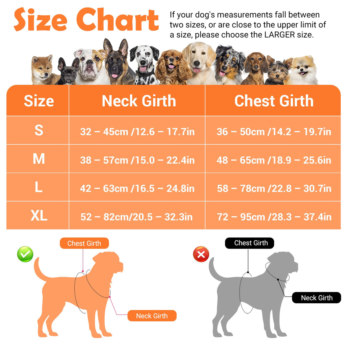Dog Harness for XLarge Dogs (Orange / X-Large)