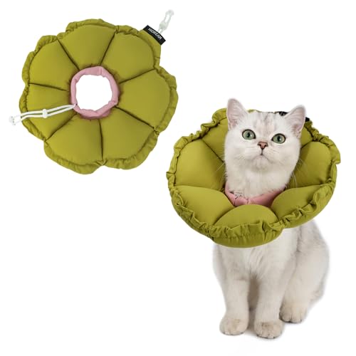 Soft Cat Cone Collar (M-Standard / Green Flower)