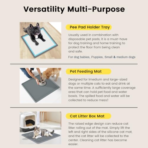 Dog Pee Pad Holder Tray (22"L x 22"W / Dark Gray)