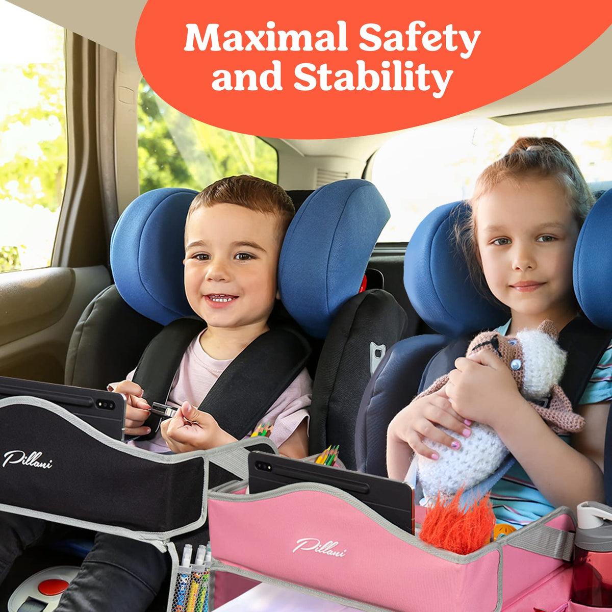 Kids Travel Tray for Car (2-pack Black)