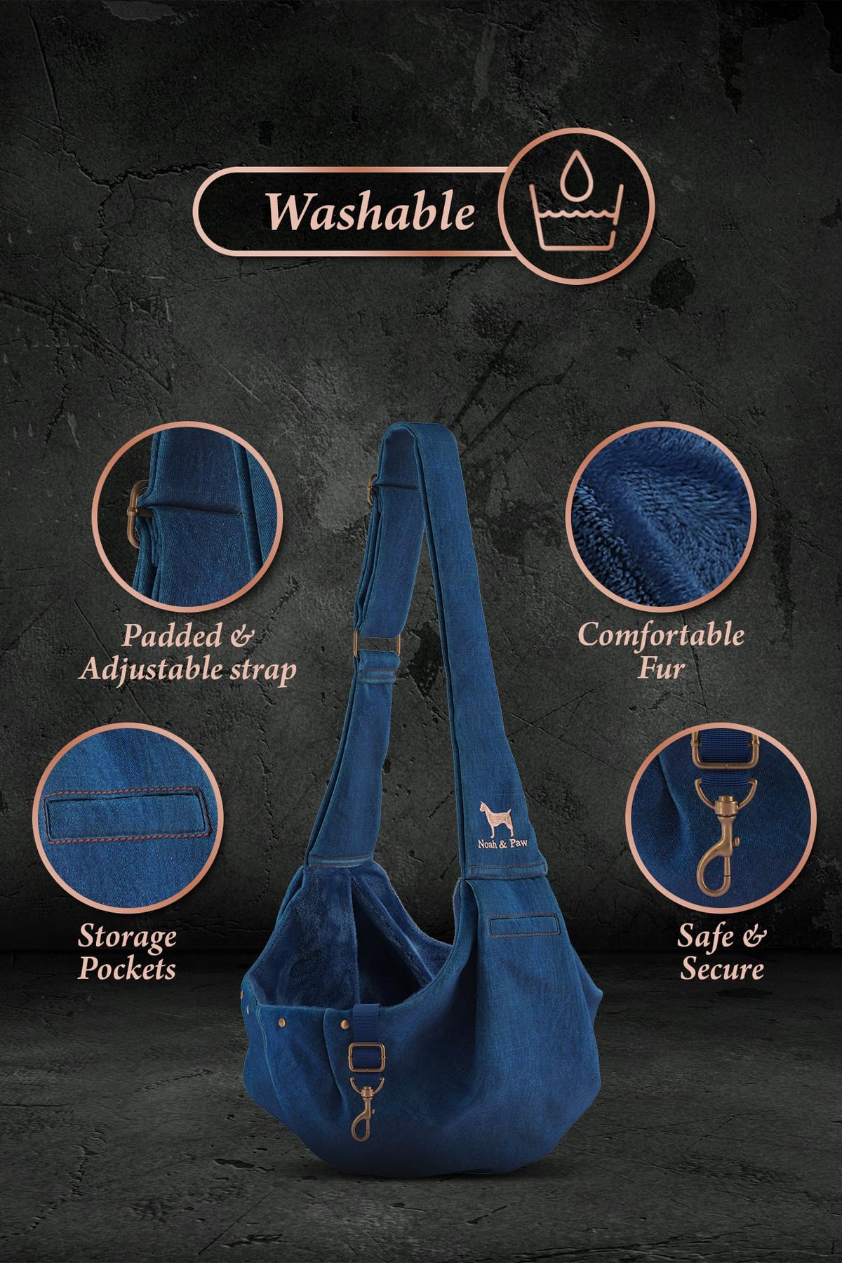 Dog Sling Carrier for Small Dogs 5 (Light Blue (Denim) / 18.0"L x 10.0"W x 6.5"H)