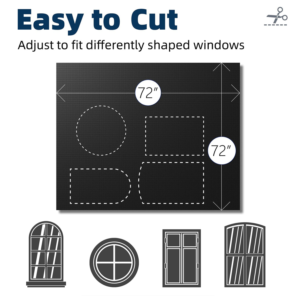 Portable Blackout Curtains 72"×72" (Black / 72"W x 72"L (Pack of 1))