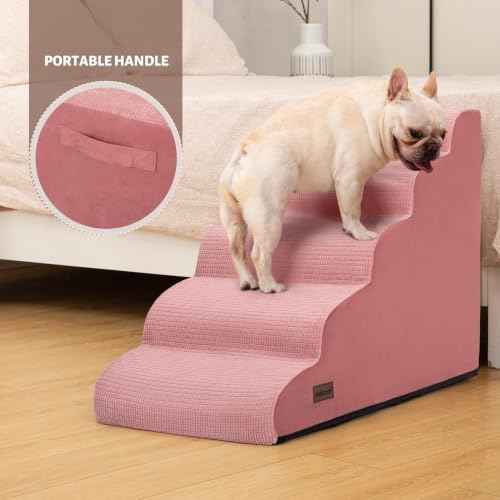 5 Step Pink Dog Stairs for High Bed (Pink / Standard 5-Step 22.2"H)