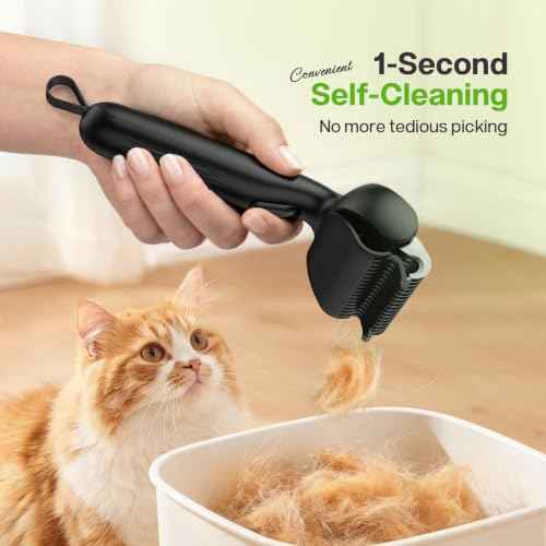 Self Cleaning Undercoat Rake for Dogs Cats with Thick Double Coats