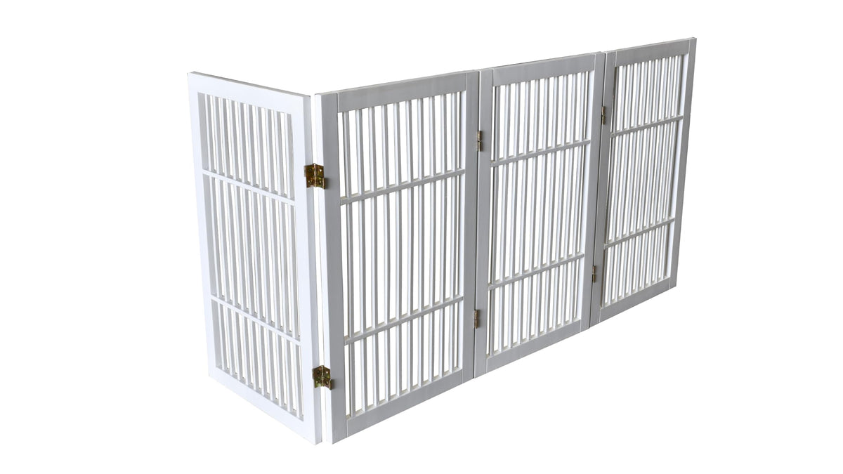 Pet Dog Gate Freestanding (4 Panel 30" Tall / White Pet Gate)