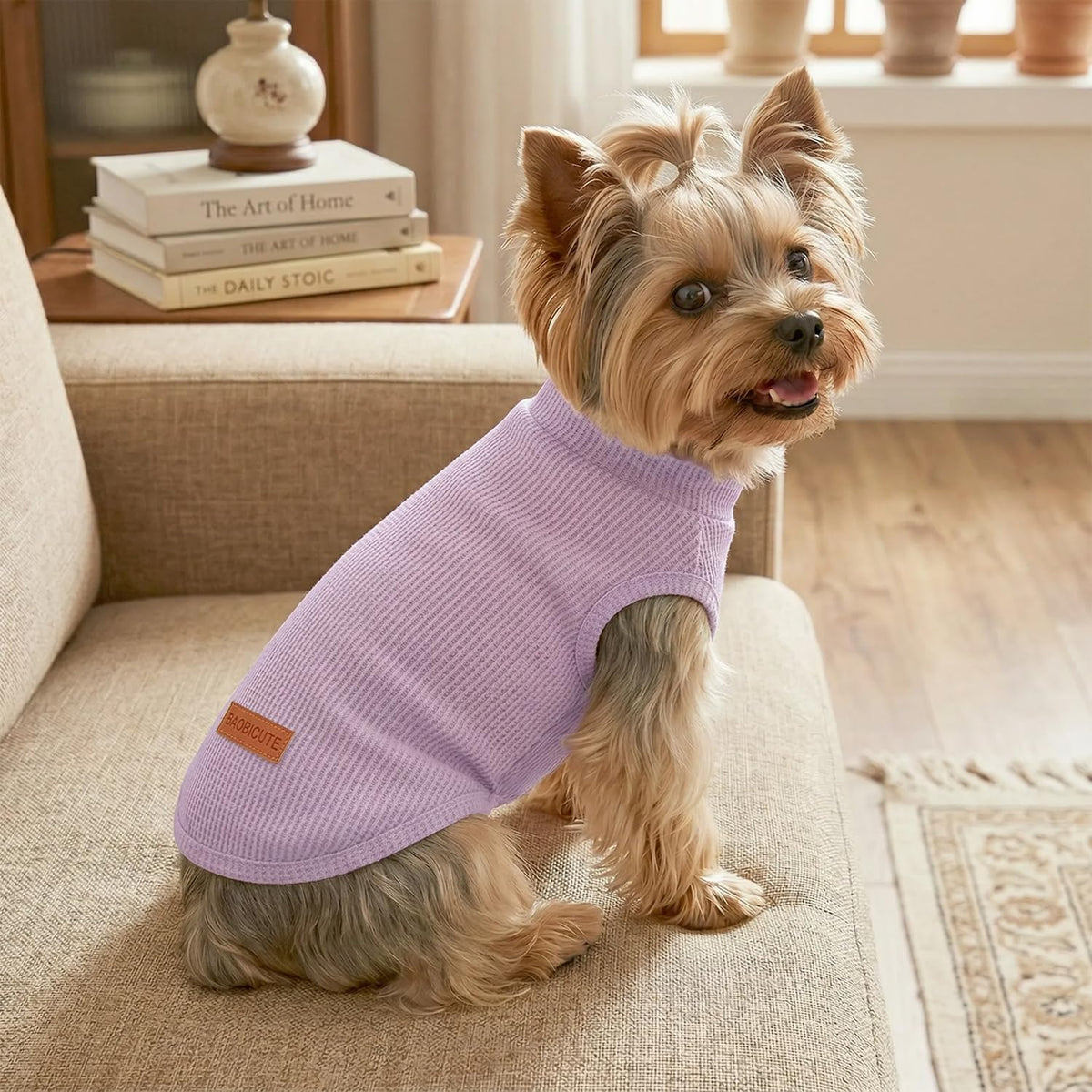 2Pack Dog Shirts Lightweight Waffle Dog Shirt for Small Dogs Sleeveless Dog Shirt for Small Medium Boy Girl Dogs Cozy & Breathable Pet Vest (XS(Back: 9.8", Chest: 13.8", 3.3-5.5lbs) / Light Pink+Light Purple)