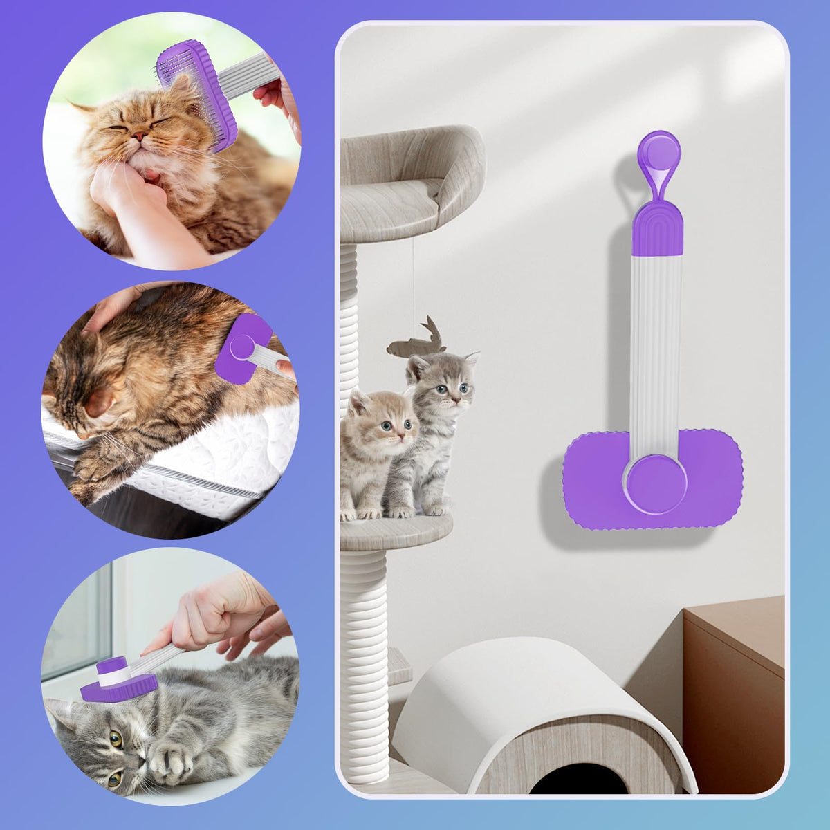 Cat brush Cat Brush for Long or Short Haired Cats (Purple)