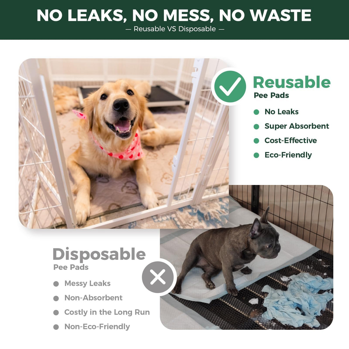Homeplus Indoor Dog Playpen with Washable Pee Pad (Black / 32"H)