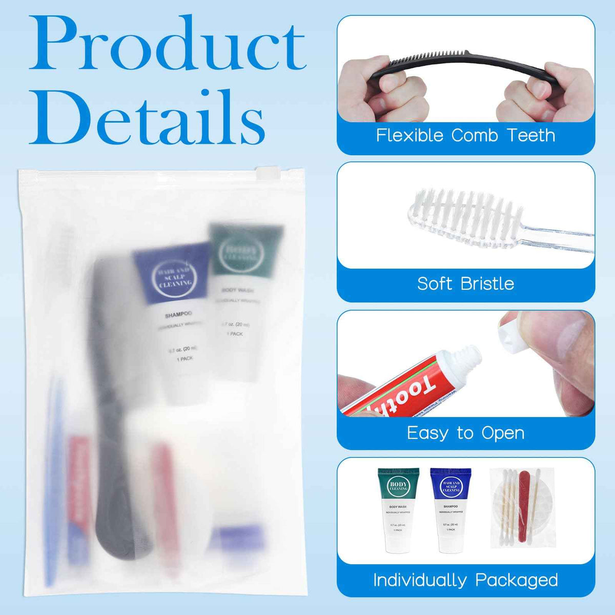 Toiletry Kits Travel Essentials Disposable Hygiene Bulk 8
