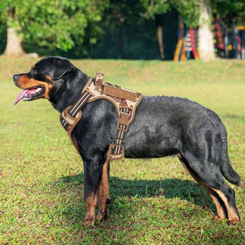 Tactical No Pull Dog Harness with Leash (Desert Camo / X-Large)