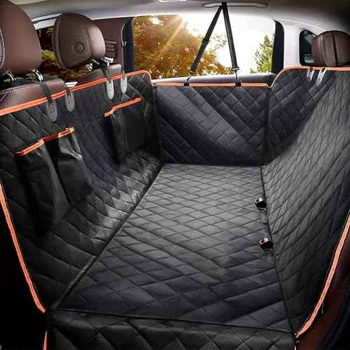 Dog Car Seat Cover for Back Seat (Black Orange)
