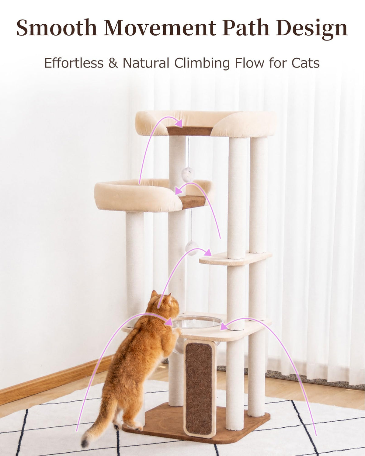 53" Cat Tree Tower for Large Cats (White 53'')