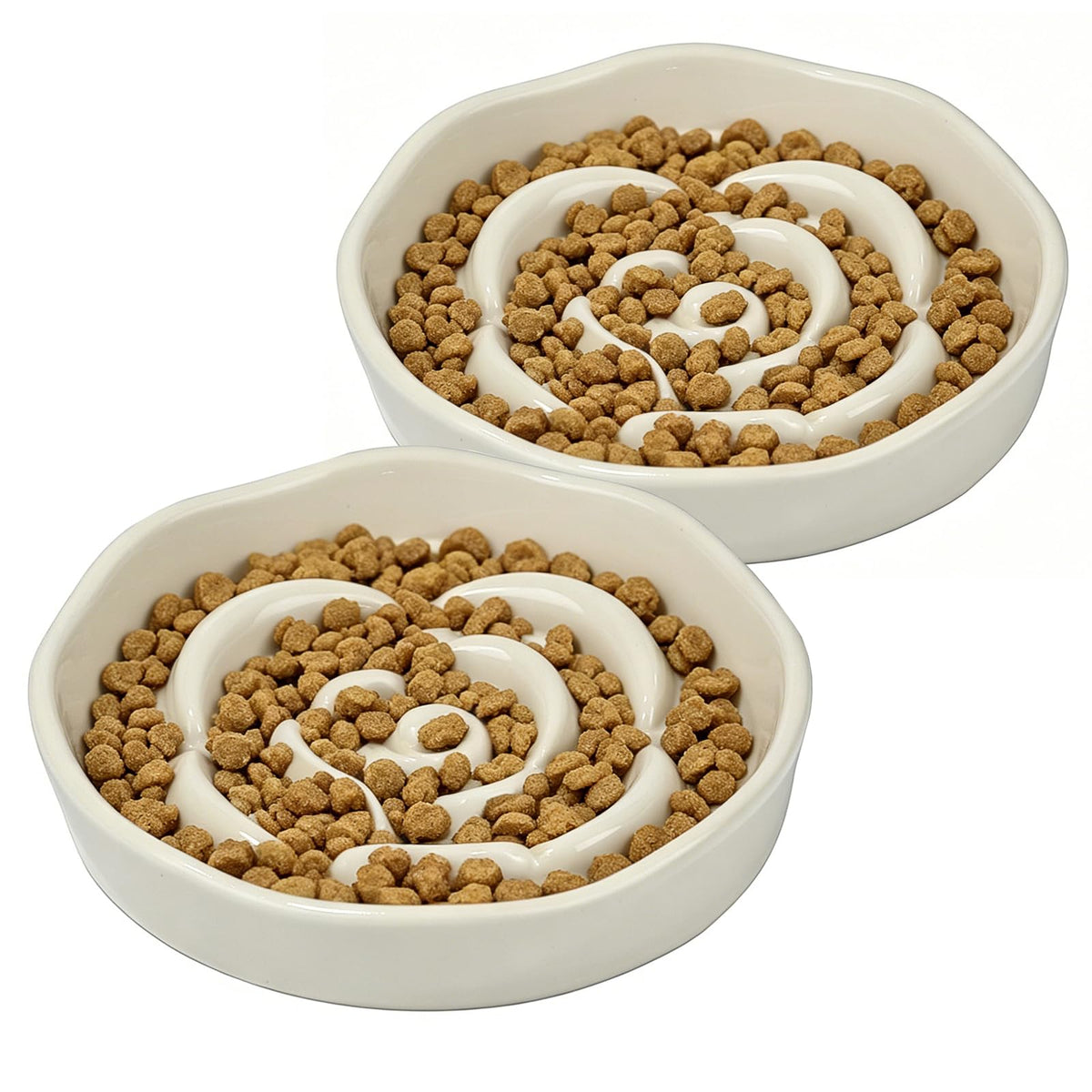 Slow Feeder Cat Bowl Set of 2 (Pure white)