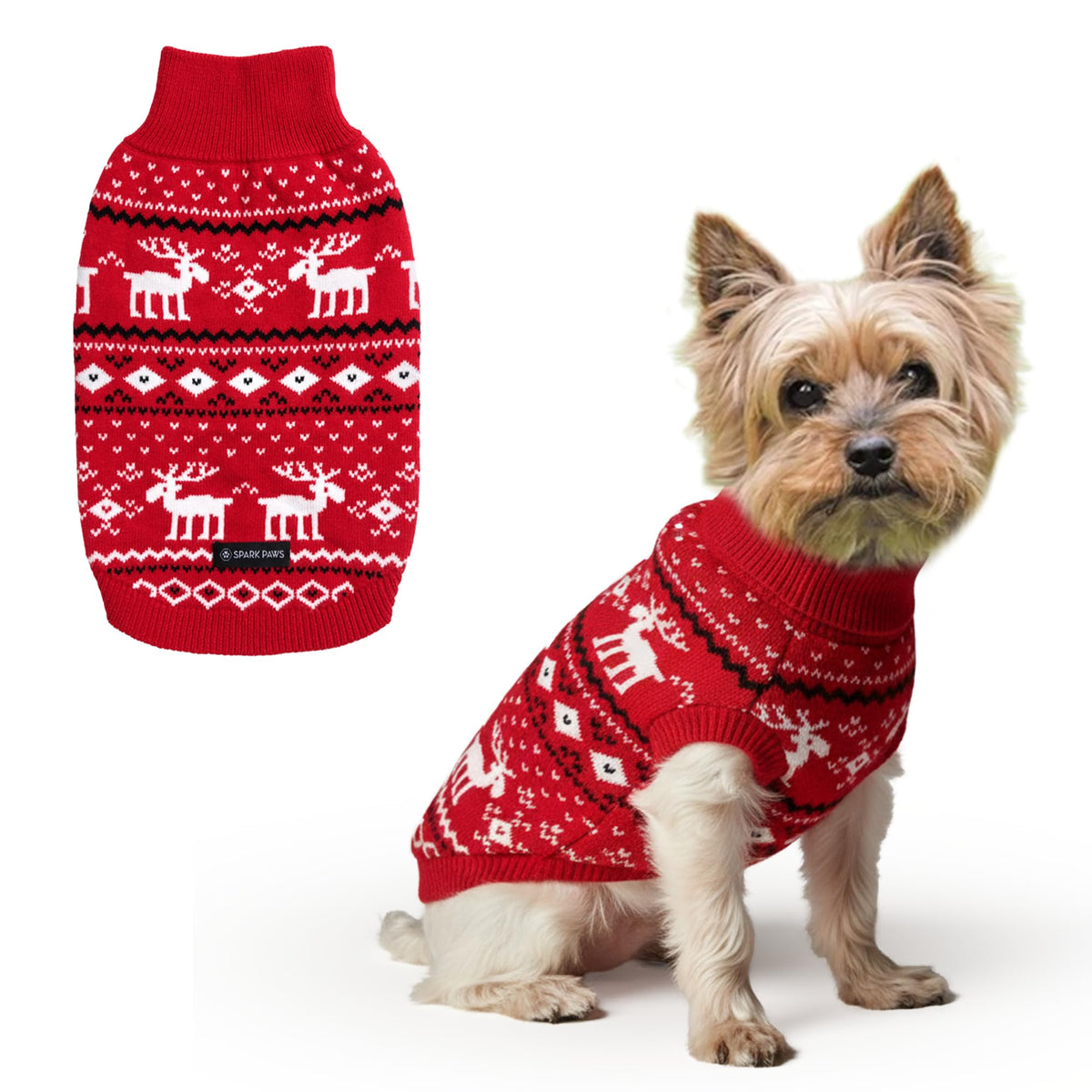 Christmas Knit Dog Sweater (Dasher Red / Small)