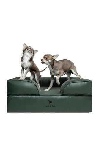 Dog Bed 28x23x11 Inch (Vegan Leather - Green / Medium)