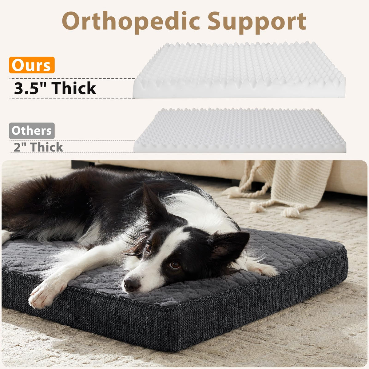 Orthopedic Dog Bed for Extra Large Dogs (XL Plus(44"x30") / Grey)