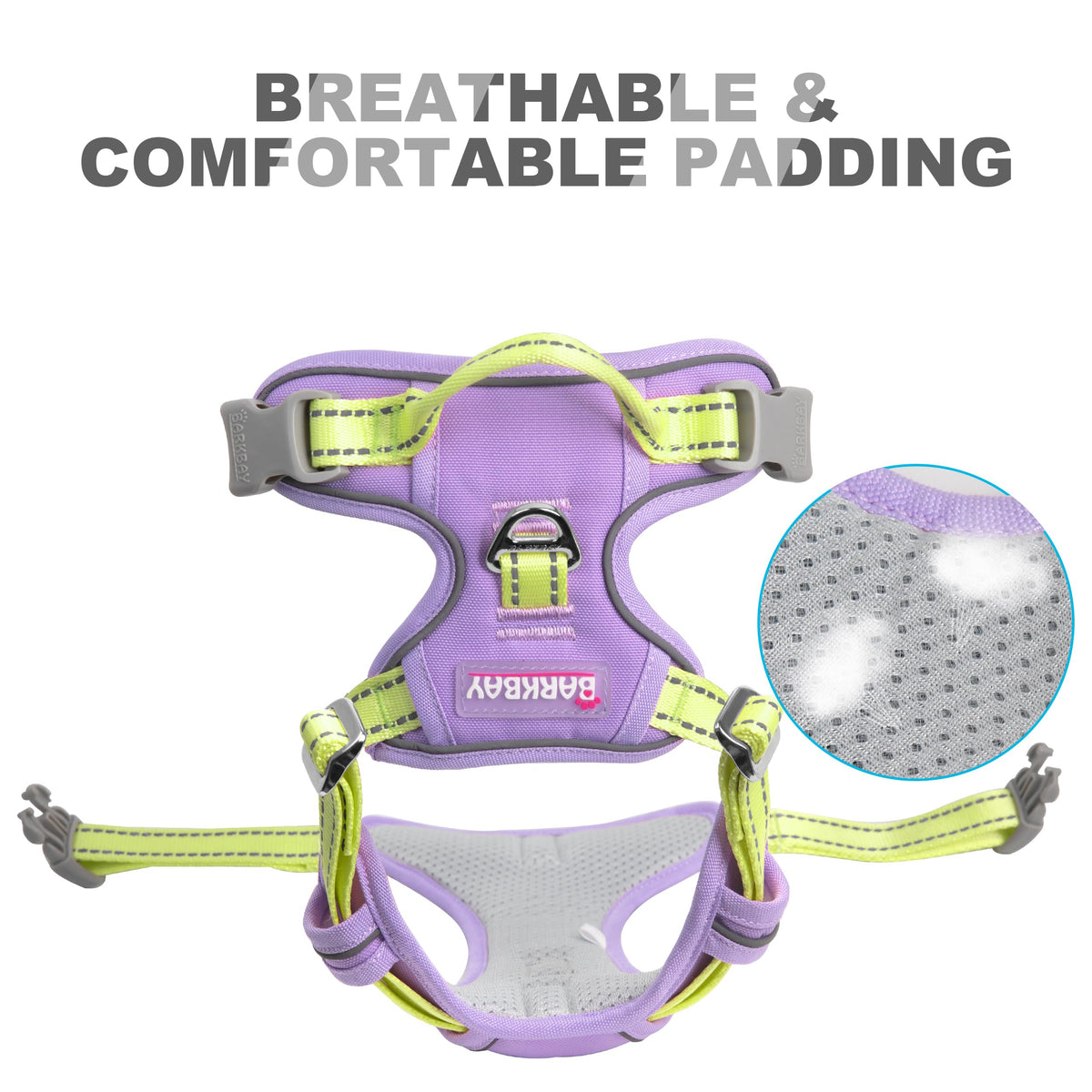 Dog Harness No Pull for Small Sized Dog Front Back Clips (X-Small(Chest:15.5-19.5”) / Violet Purple & Sunlight)