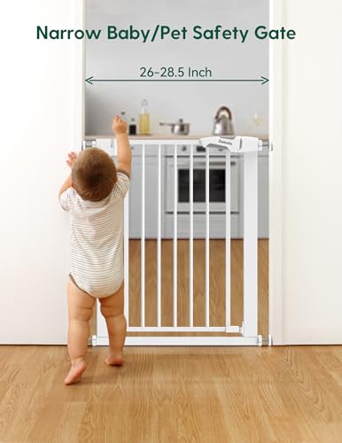 Bebelio 26 28.5" Narrow Baby Gate (White / 30" Tall, 26-28.5" Wide)
