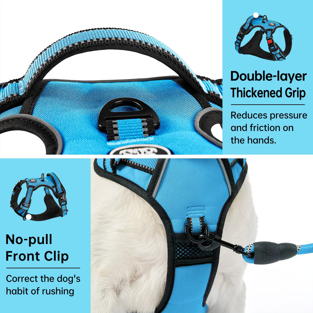 No Pull Dog Harness for Medium Dogs (Blue / Medium)