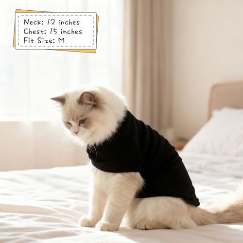Cat Sweater Warm Fleece Pet Clothes for Cats Only (Solid Black / Medium)