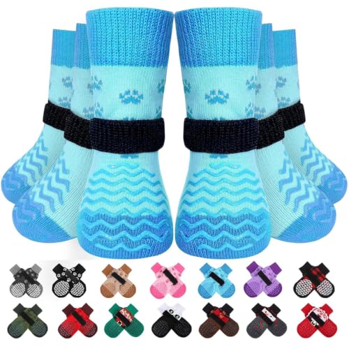 Anti Slip Dog Socks to Prevent Licking Paws for Hot Pavement (Blue / X-Small)