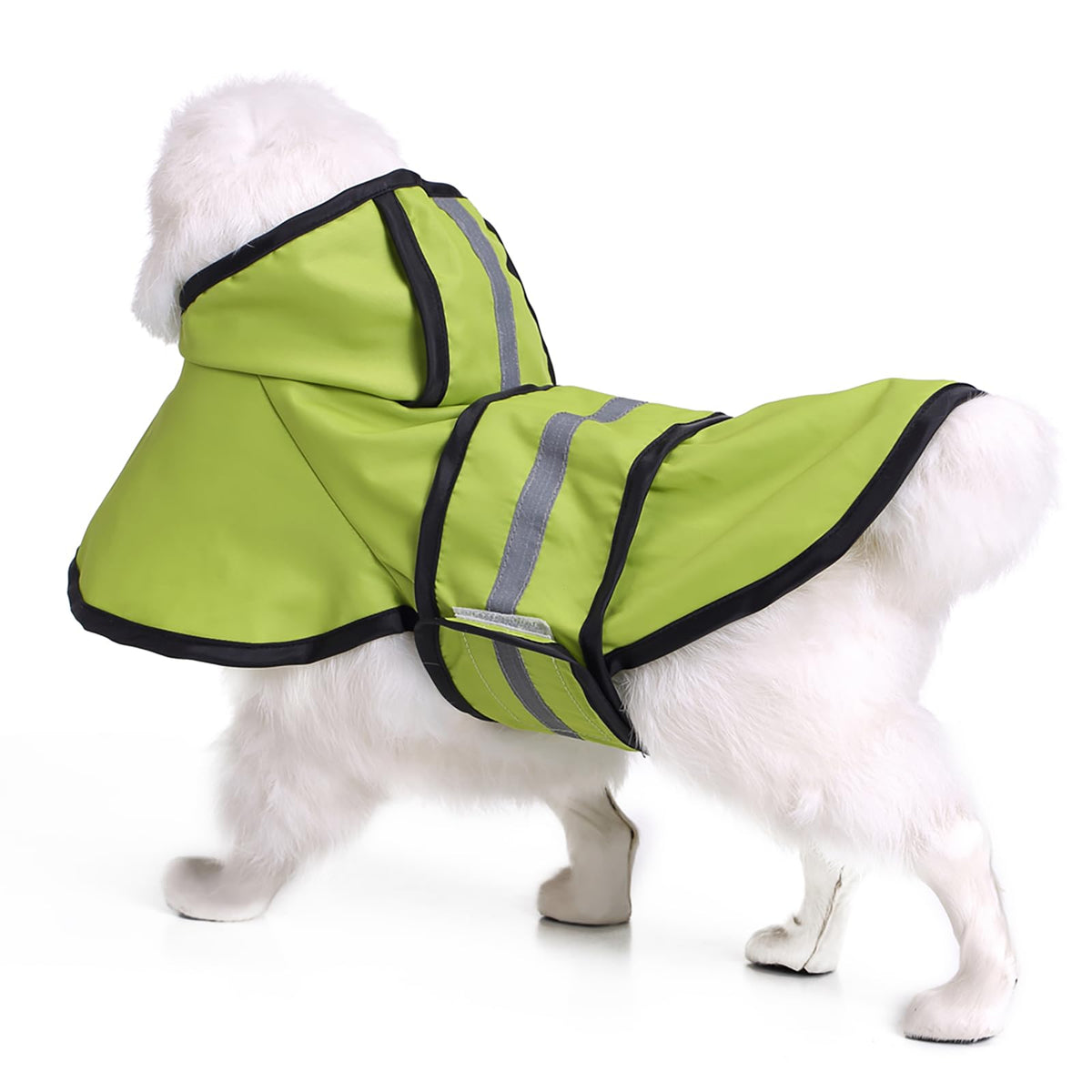 Dog Raincoat Hooded Reflective Waterproof Slicker Poncho (Green / XS(1-2 pound))