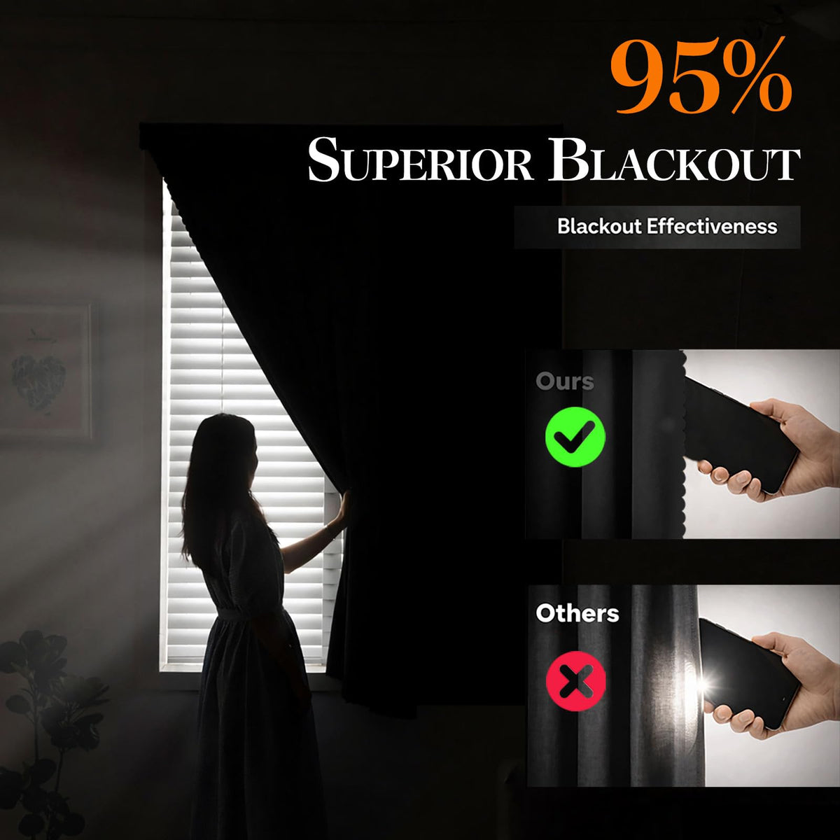 Magic Tape Stick on Curtains Blackout Curtains for Bedroom no Drillng Self Adhesive Curtain no Rod Small Window (Black / 35"W x 40"L (Pack of 2))