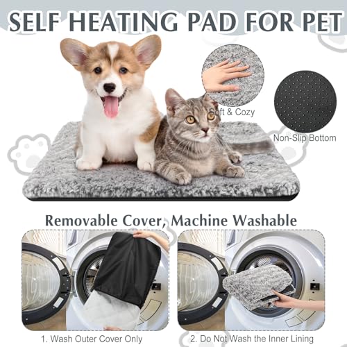 4 Pack Self Warming Cat Mat for Pets (22 x 35 Inch / Gray)
