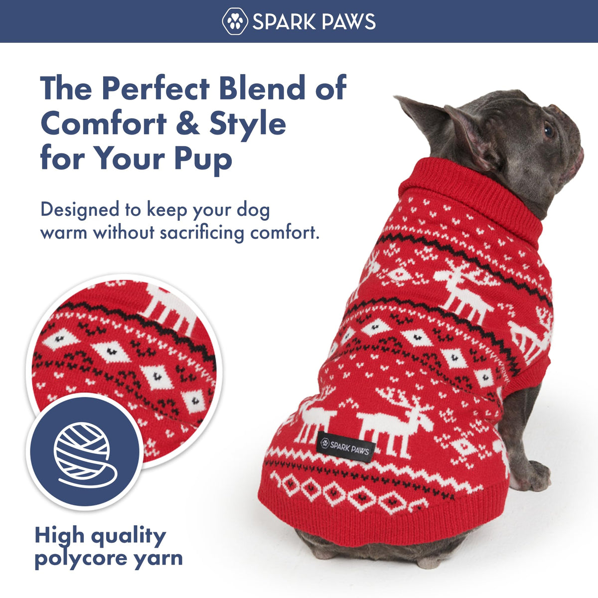 Christmas Knit Dog Sweater (Dasher Red / Small)