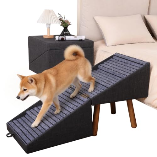 Dog Stairs for Beds Floding 21.06" H Pet Stairs for High Beds (Black / XXL(21.06”H))