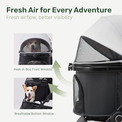 3-in-1 Dog Stroller for Small and Medium-Sized Dogs up to 55 lbs (DarkGray)