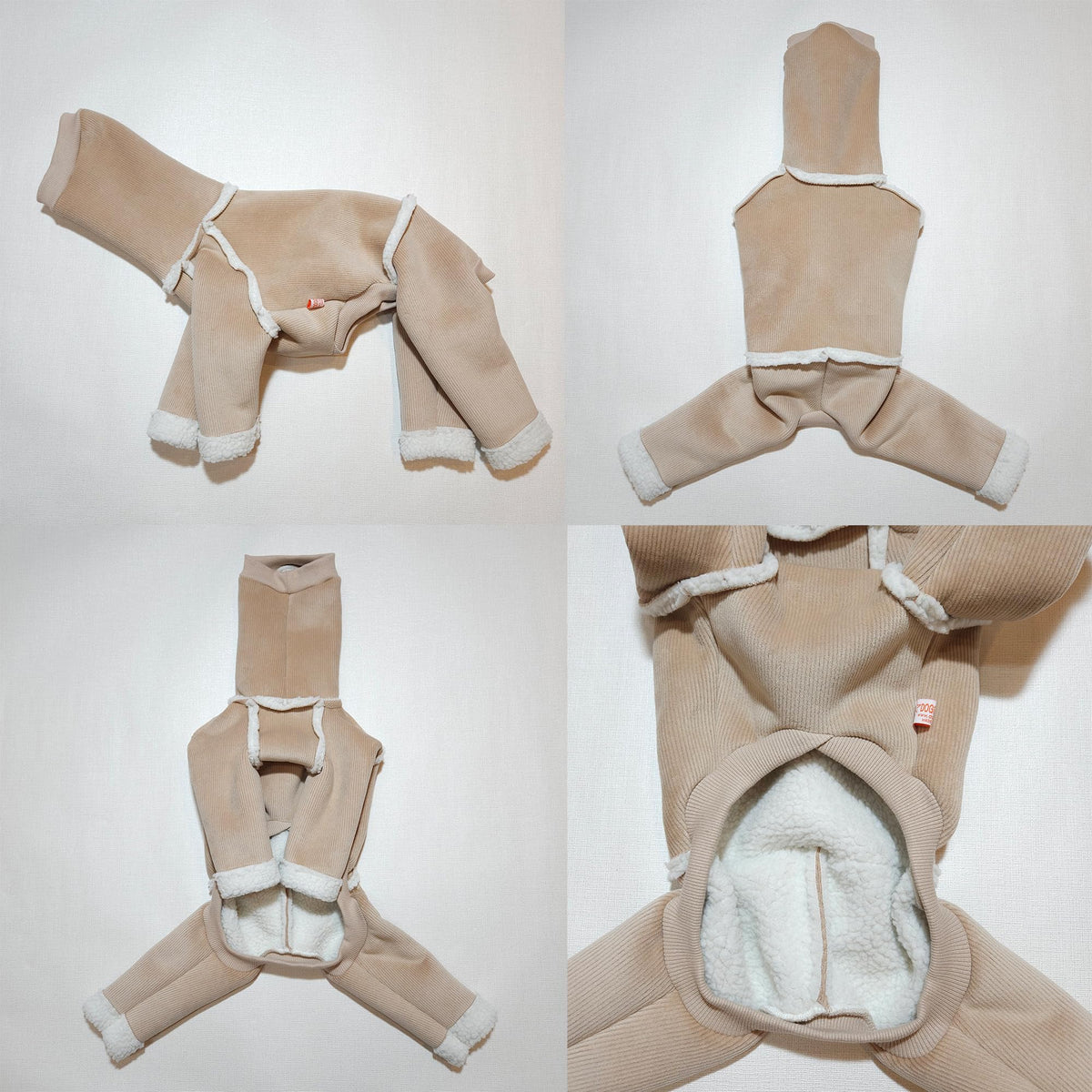 D Doggy Star Italian Greyhound Cold Weather Coat Warm Fleece Corduroy Sweater Turtleneck Onesie Clothes Whippet for Dog (XL / Corduroy Beige)