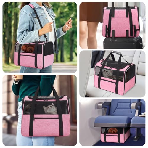 JUNGYOUN Premium Cat Carrier (Pink / 18"L x 12.5"W x 14.2"H)