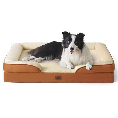 Orthopedic Dog Beds Large Sized Dog Washable Original Design (Ember Clay / 35"l X 25"w X 6.5"th)