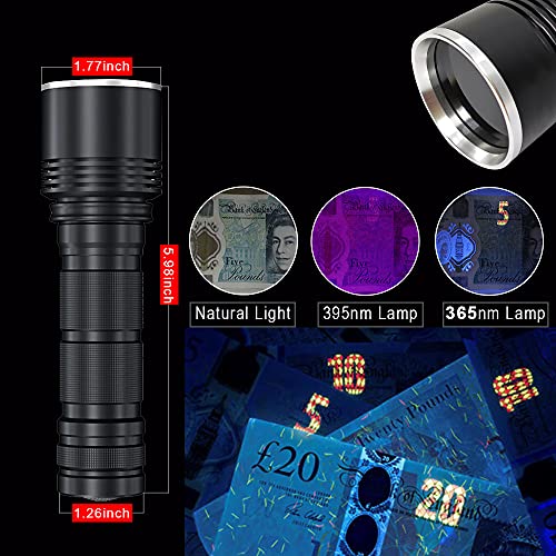 365NM Pro Flashlight (Black and Silver)