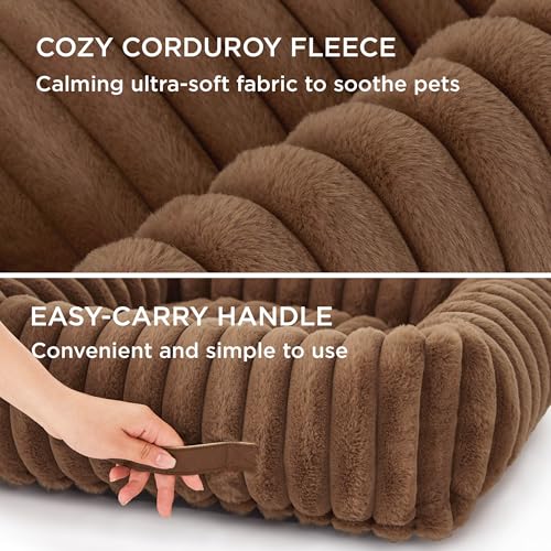 ComfyFleece® Cute XL Dog Beds for Extra Large Dogs (43.0"L x 30.0"W x 8.0"Th / Camel Brown)