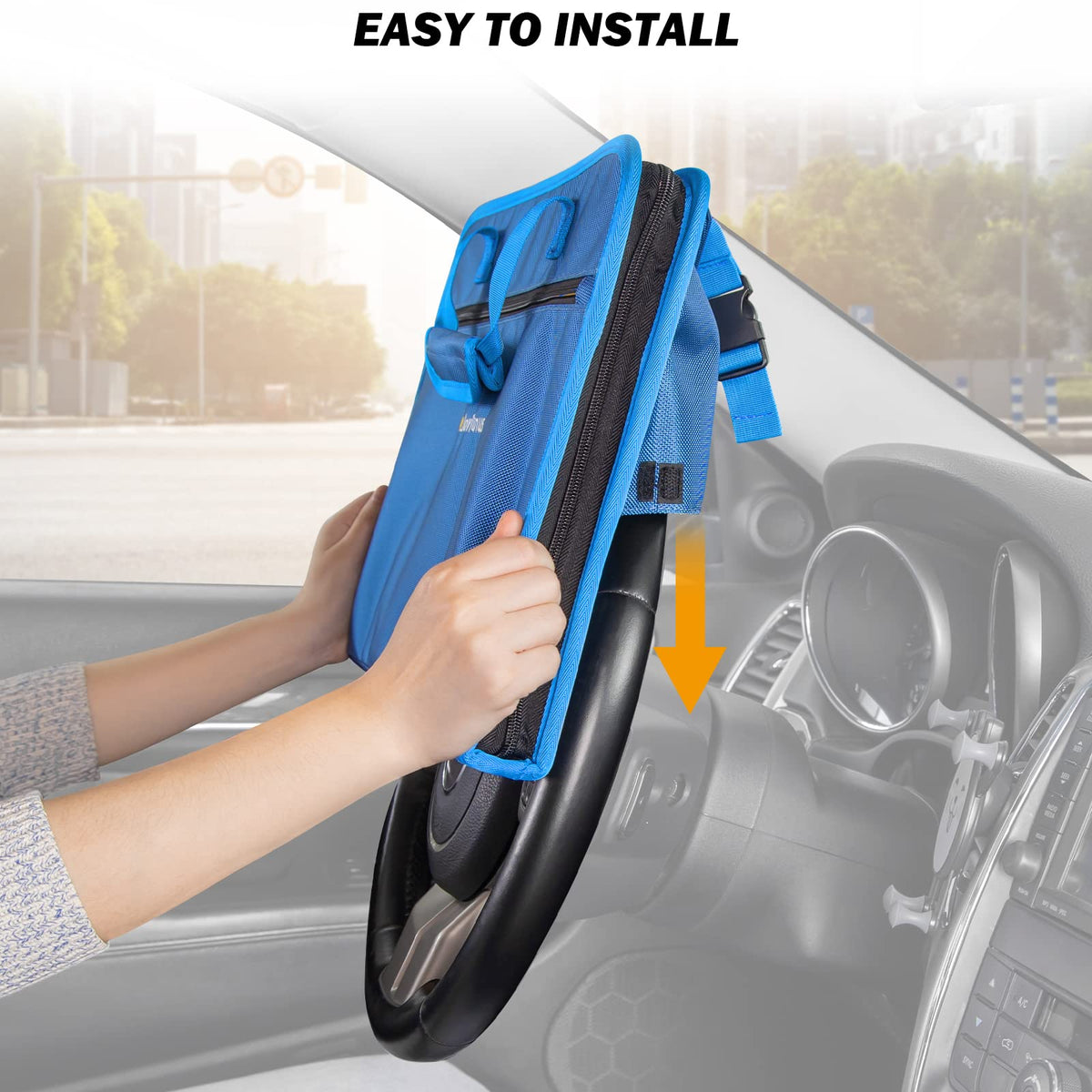3 in 1 Steering Wheel Eating Tray (Blue / Large)