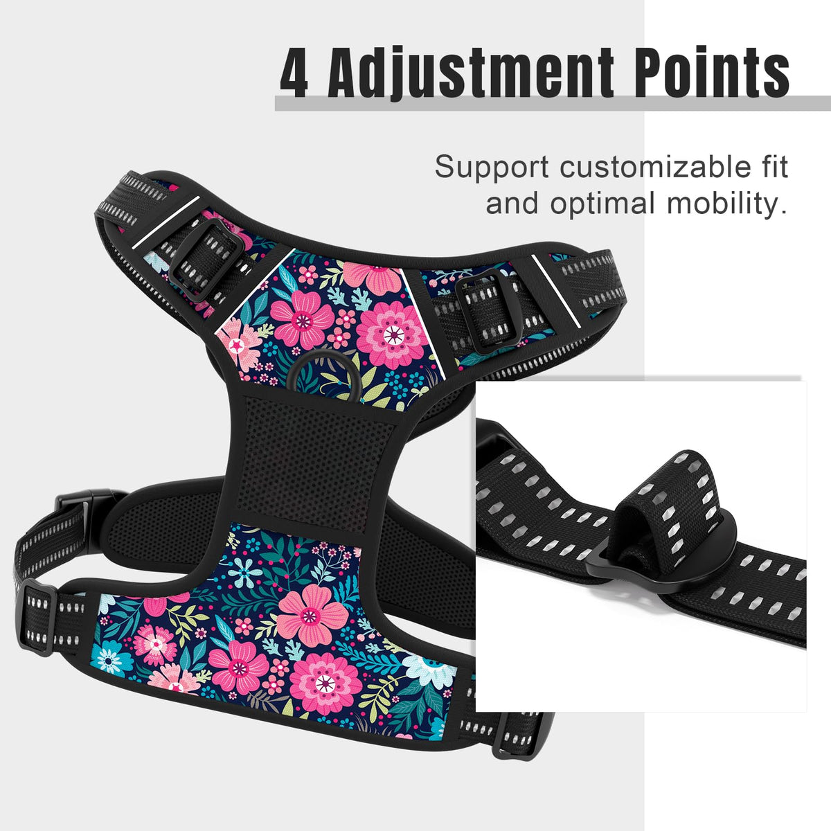 No Pull Dog Harness (Elegant Floral / Medium)